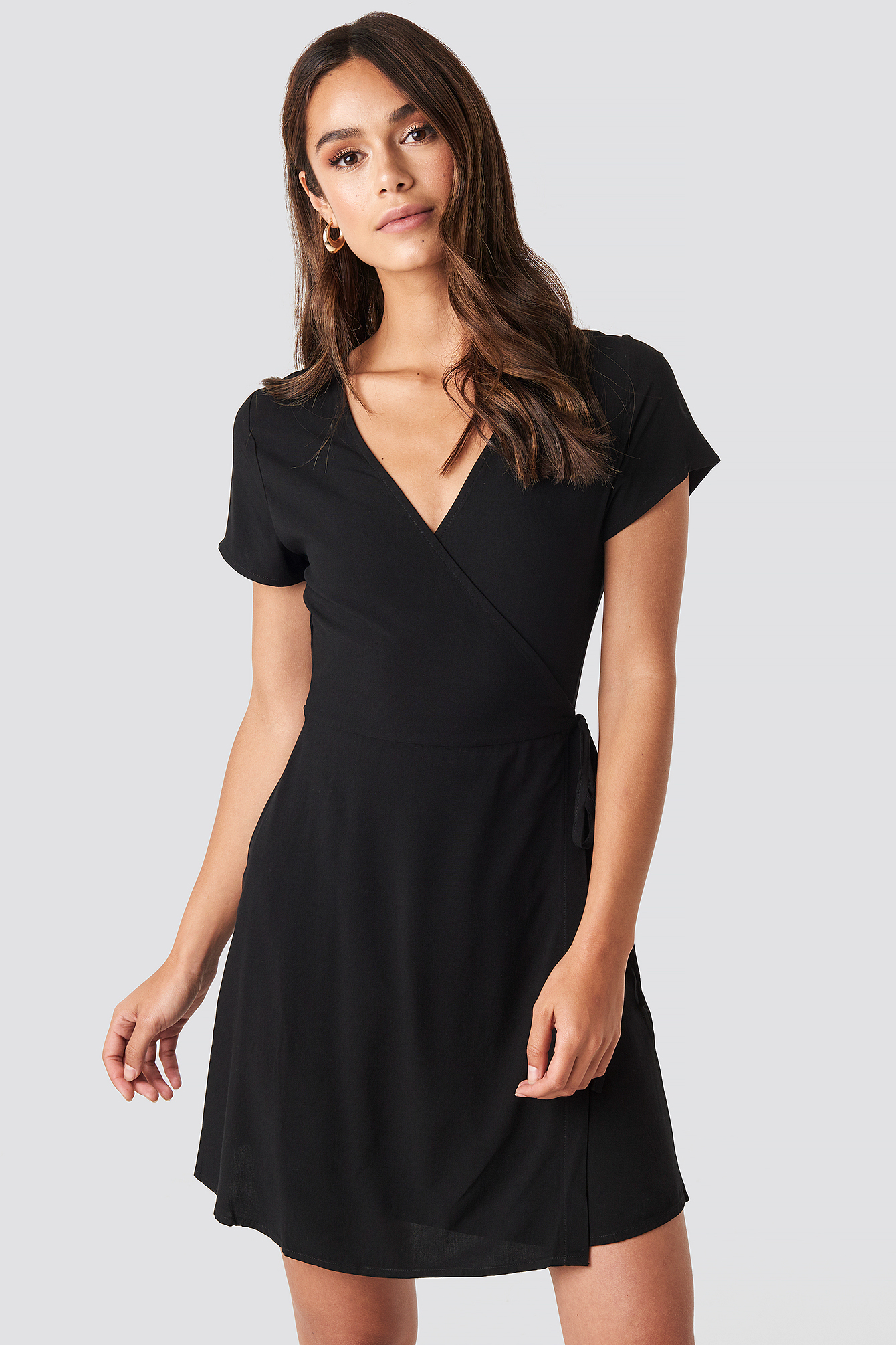 Wrap Mini Dress Black | na-kd.com